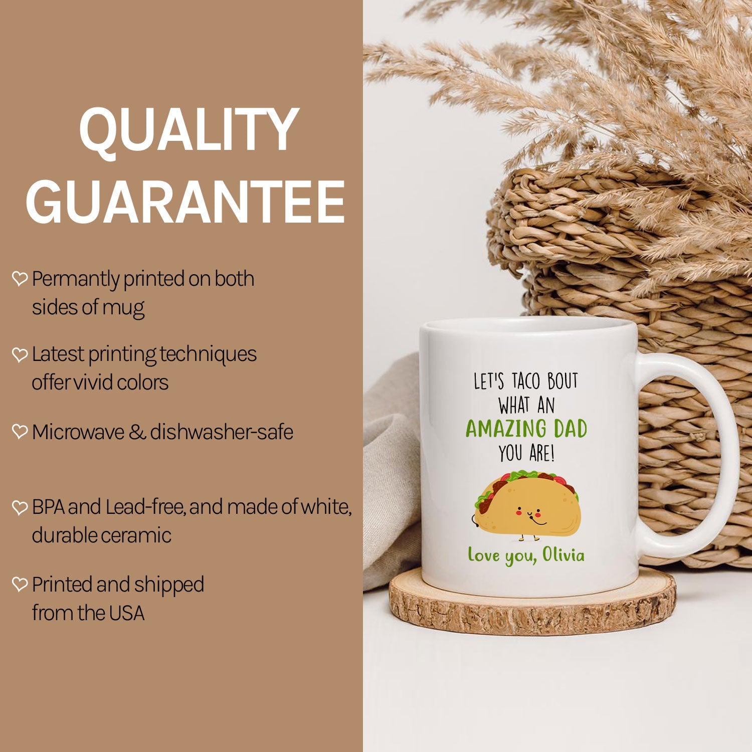 Let's Taco Bout What An Amazing Dad You Are - Personalized  gift For Dad or Mexican Dad - Custom Mug - MyMindfulGifts