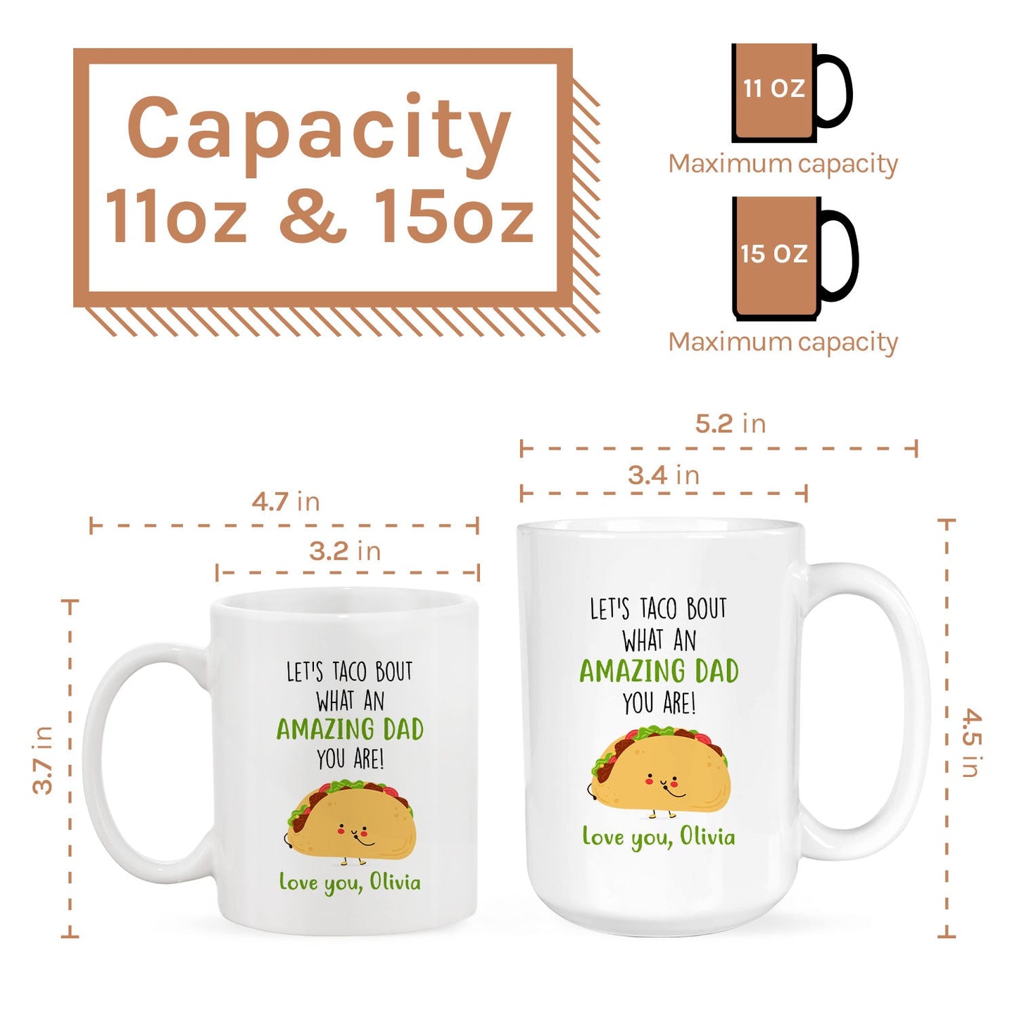 Let's Taco Bout What An Amazing Dad You Are - Personalized  gift For Dad or Mexican Dad - Custom Mug - MyMindfulGifts