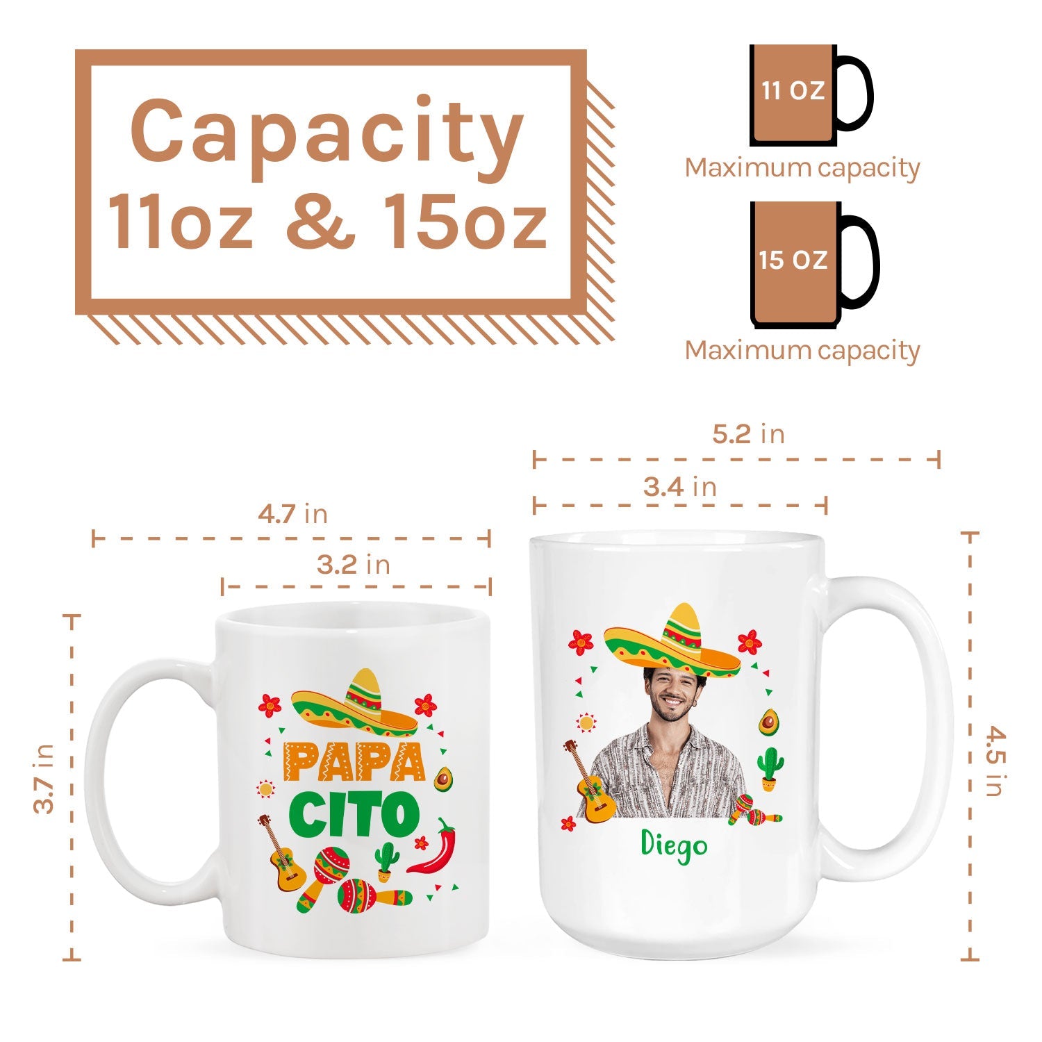 Papacito - Personalized  gift For Mexican Dad - Custom Mug - MyMindfulGifts