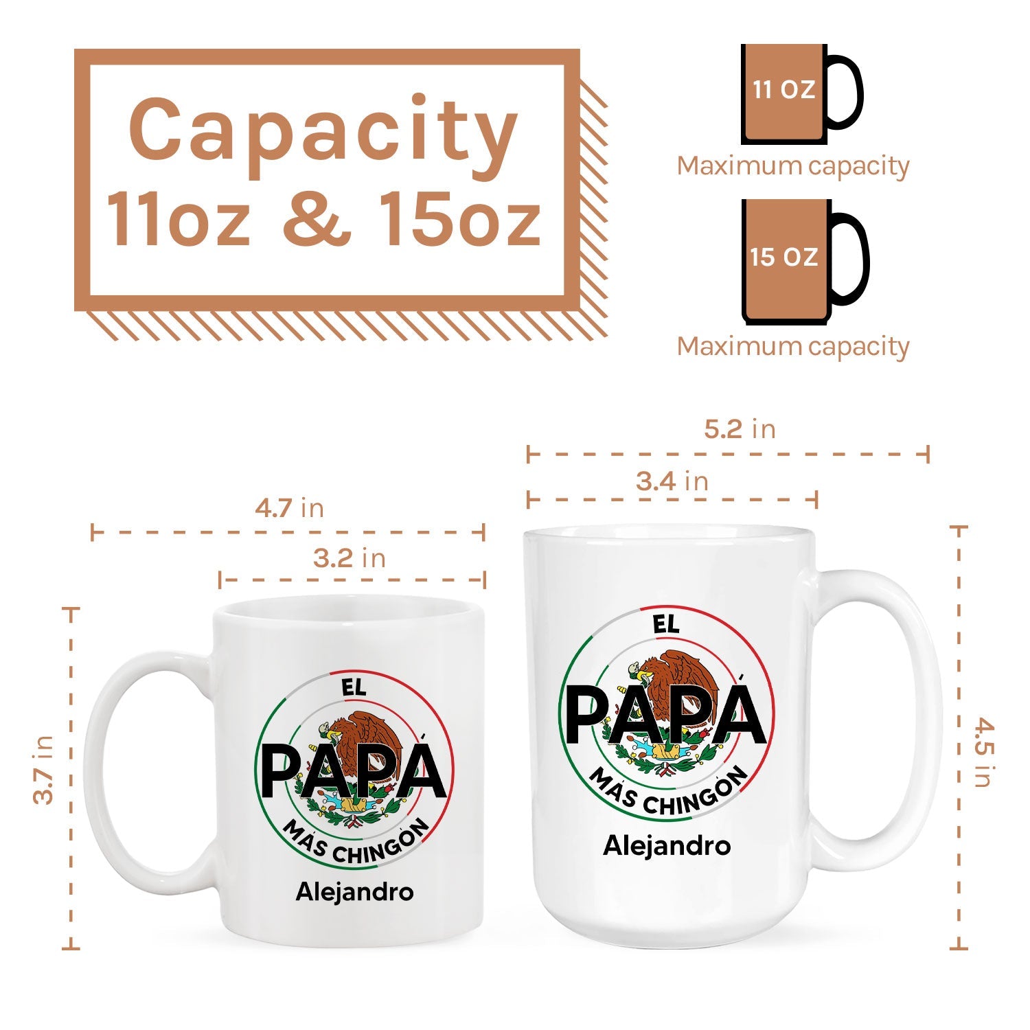 El Papa Mas Chingon - Personalized  gift For Mexican Dad - Custom Mug - MyMindfulGifts