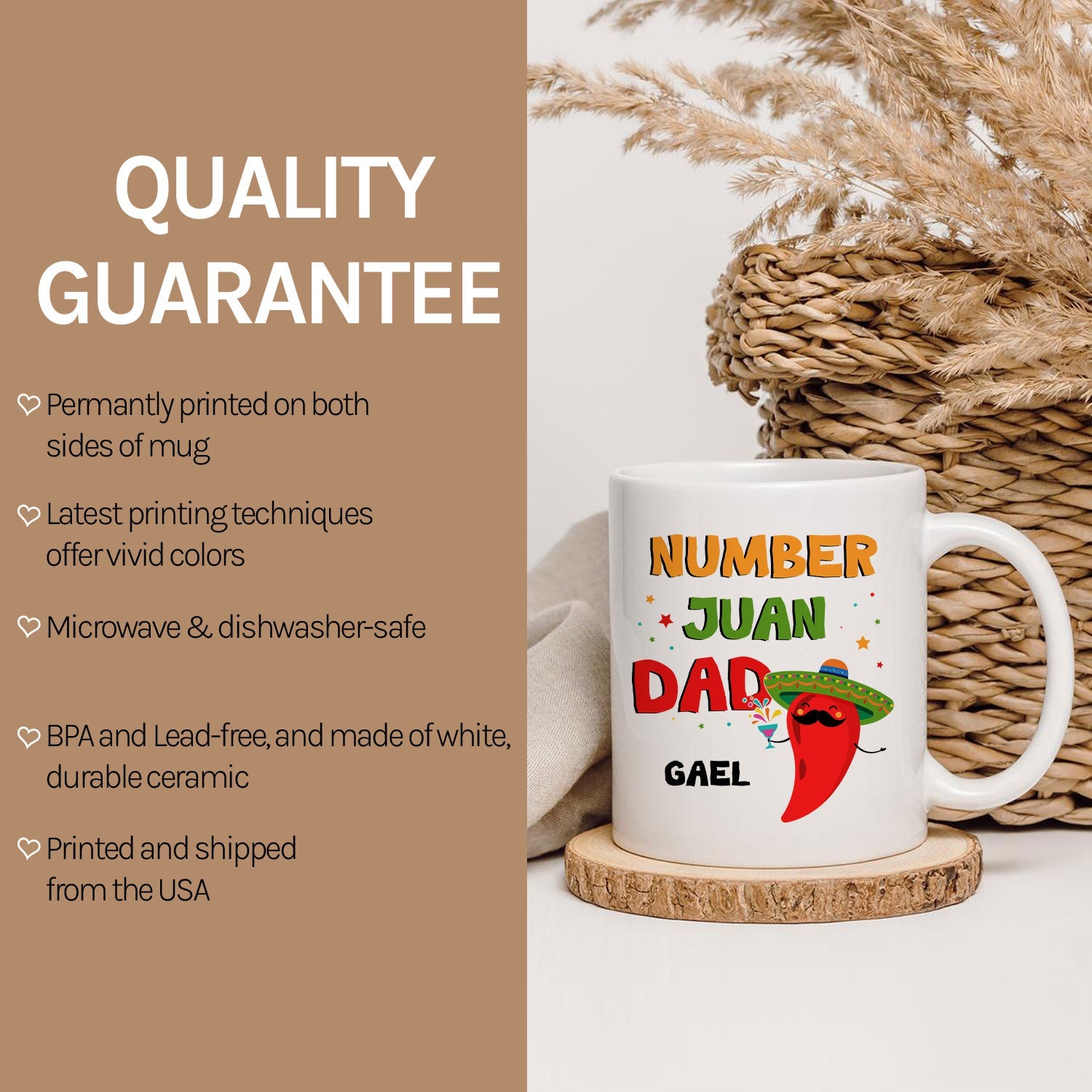 Number Juan Dad - Personalized  gift For Mexican Dad - Custom Mug - MyMindfulGifts