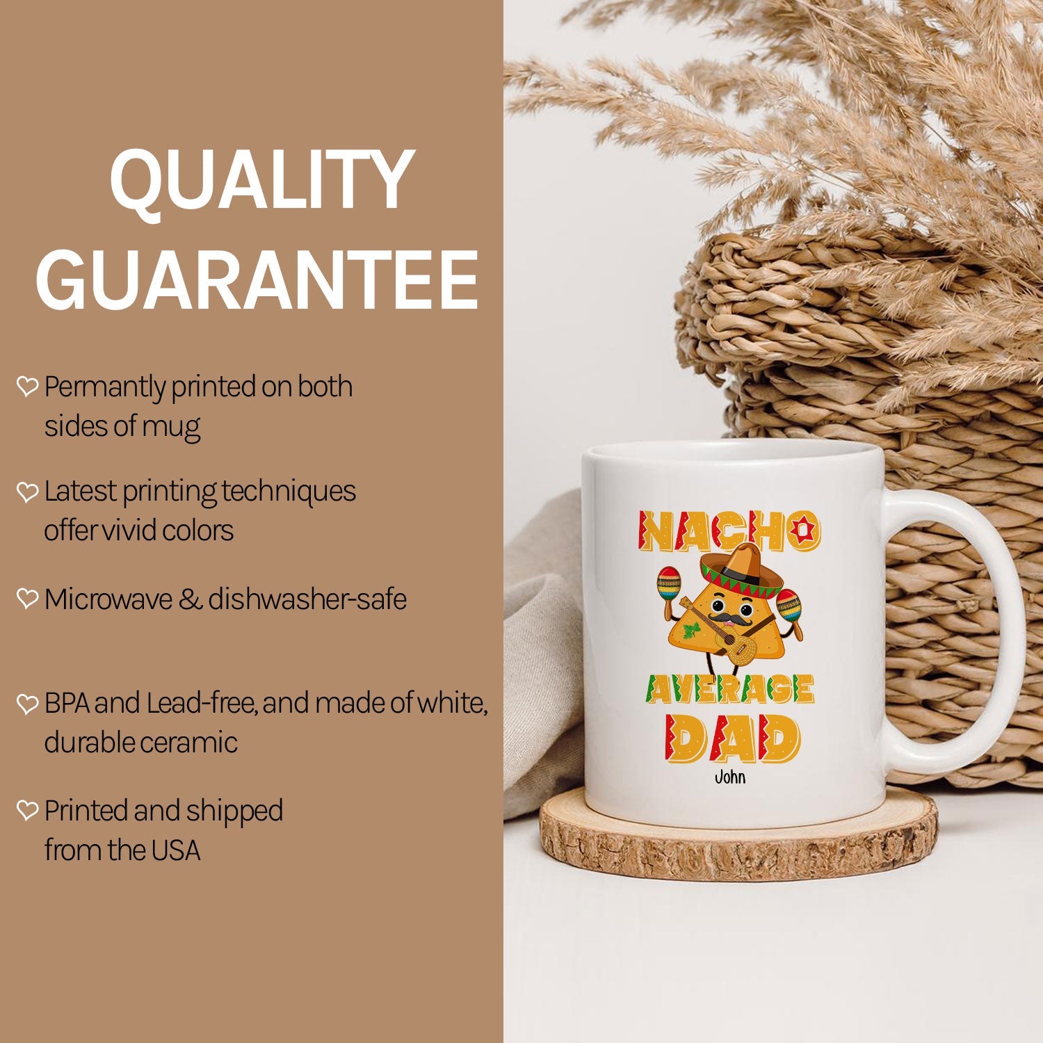 Nacho Average Dad - Personalized  gift For Dad - Custom Mug - MyMindfulGifts