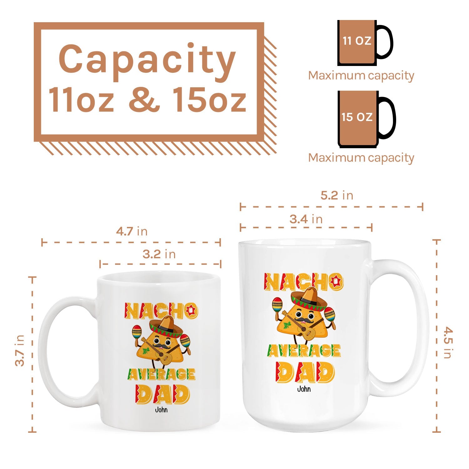 Nacho Average Dad - Personalized  gift For Dad - Custom Mug - MyMindfulGifts