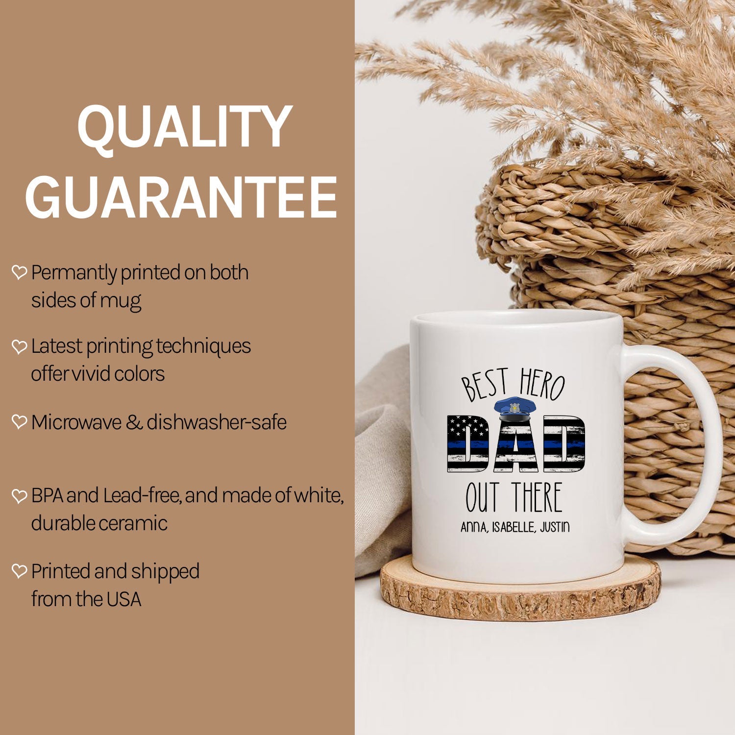 Best Hero Dad Out There - Personalized  gift For Police Officer Dad - Custom Mug - MyMindfulGifts