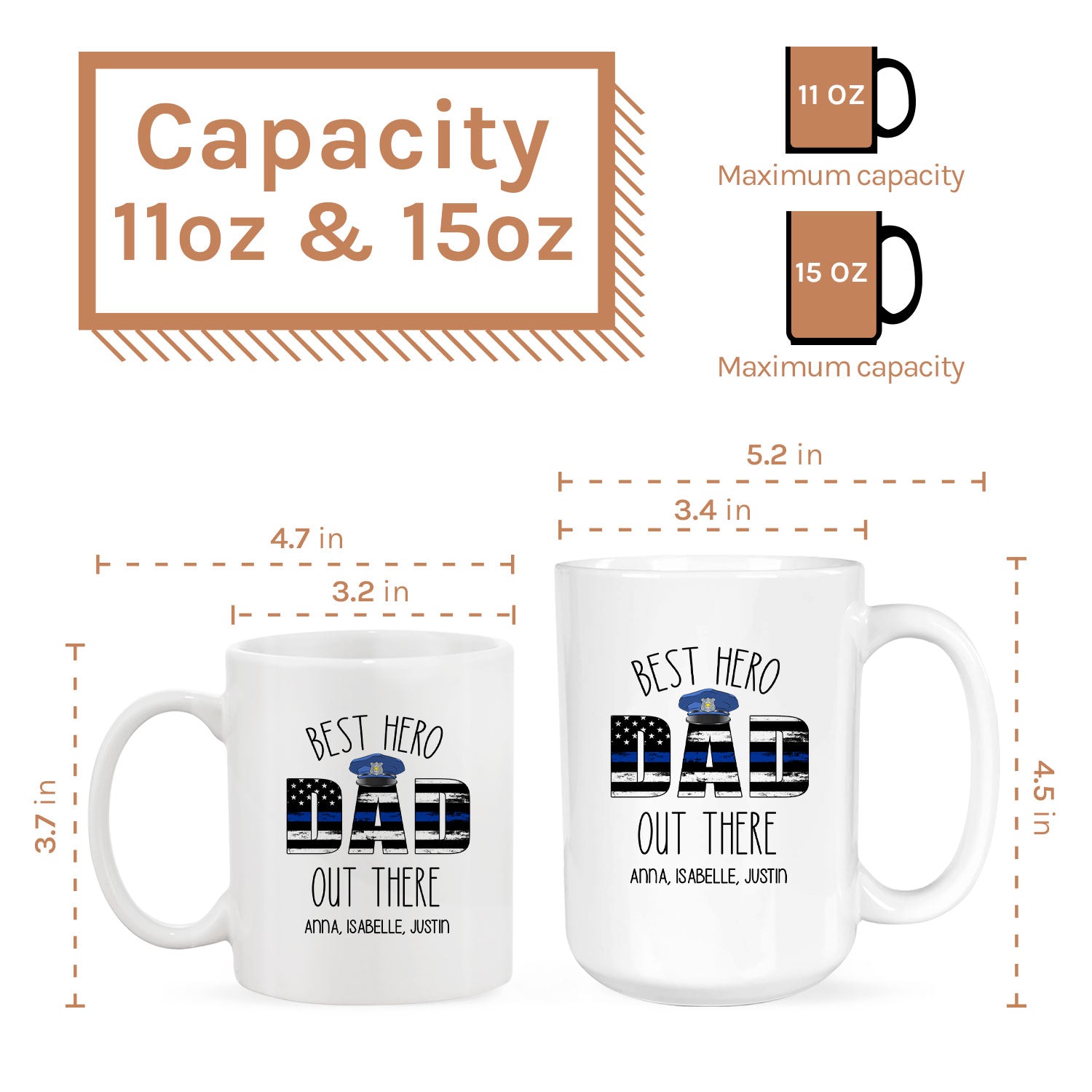 Best Hero Dad Out There - Personalized  gift For Police Officer Dad - Custom Mug - MyMindfulGifts