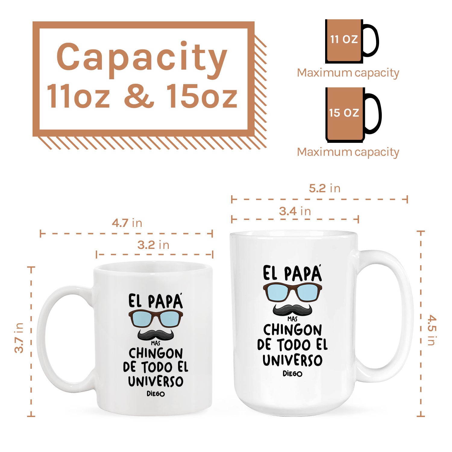 El Papá Mas Chingon De Todo El Universo - Personalized  gift For Mexican Dad - Custom Mug - MyMindfulGifts