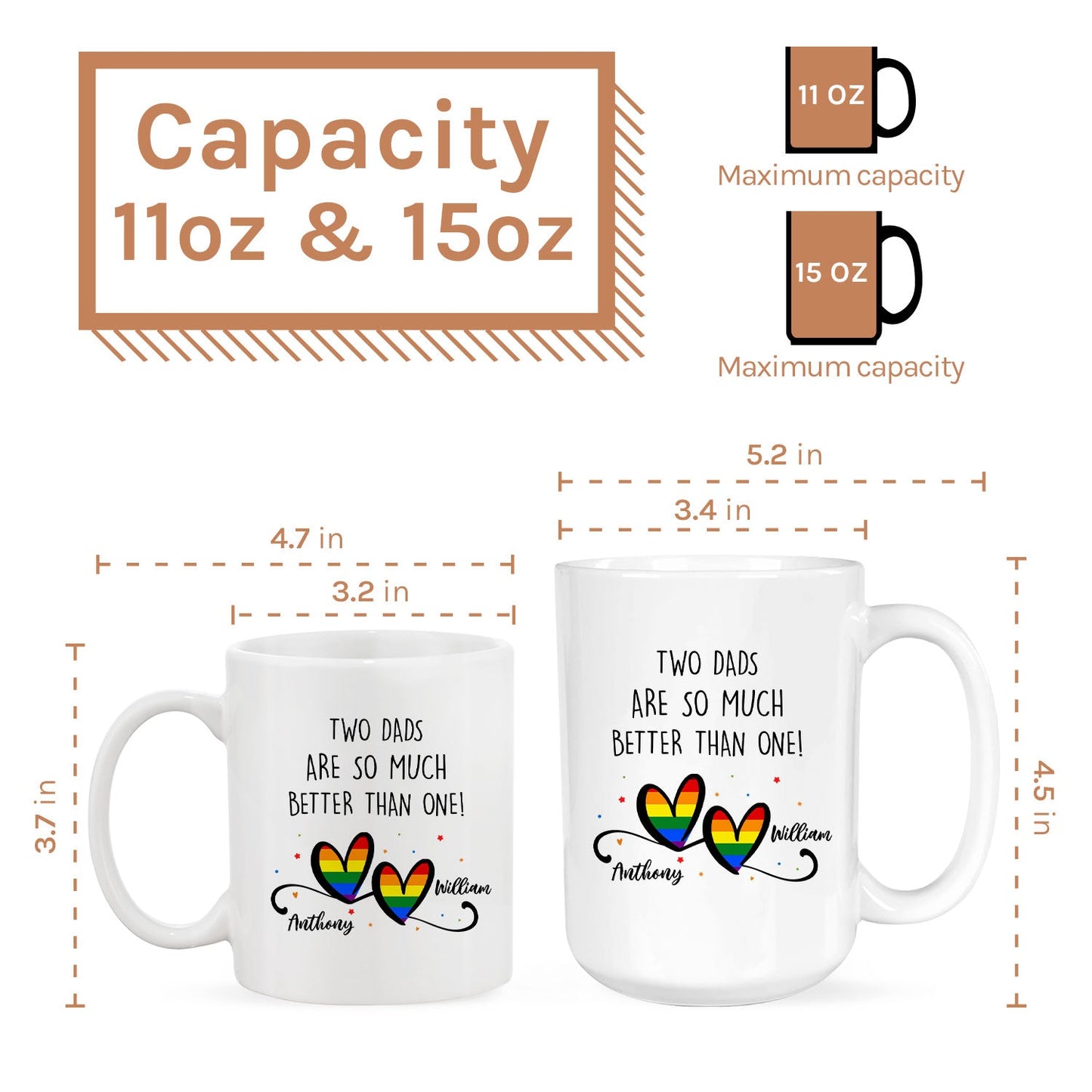 Two Dads Are So Much Better Than One - Personalized  gift For Gay Dad - Custom Mug - MyMindfulGifts