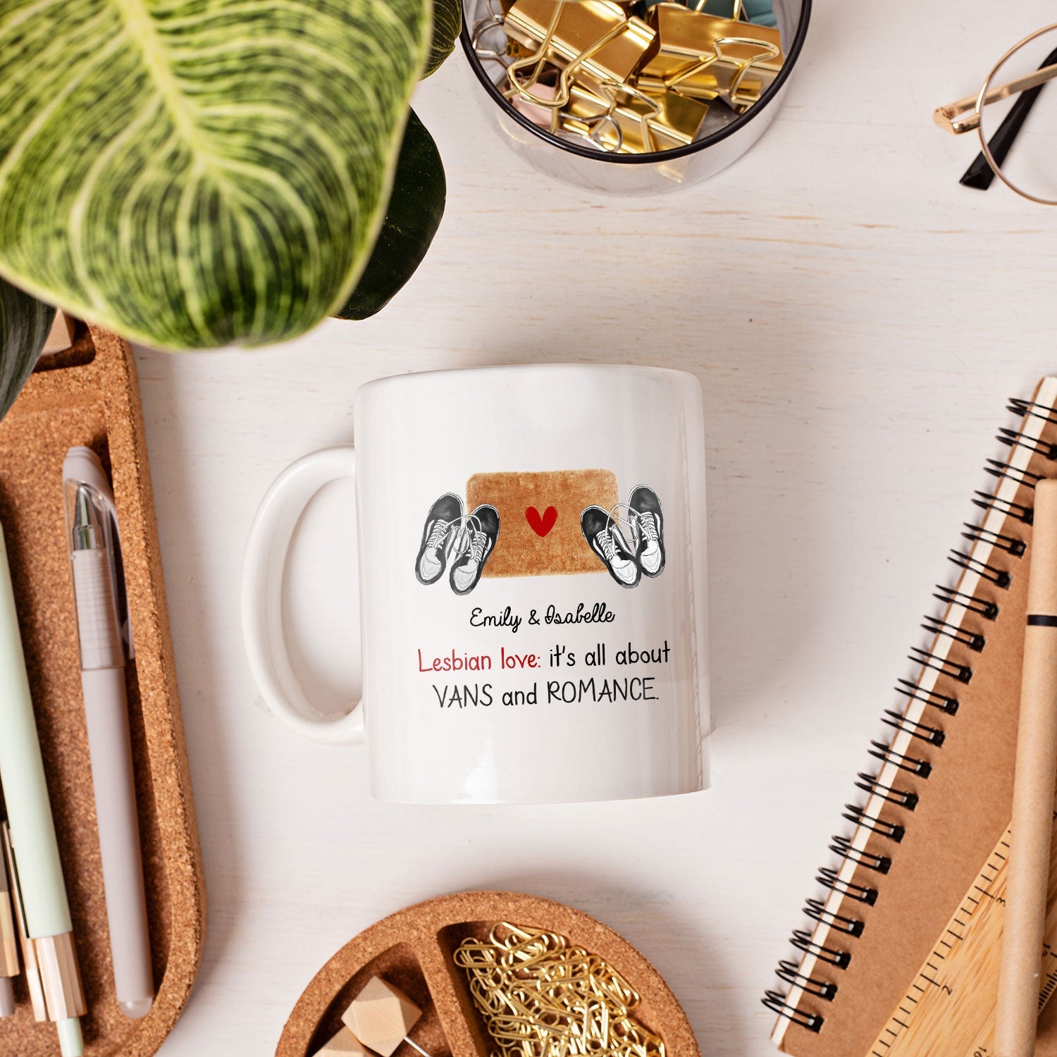 Lesbian Vans - Personalized Anniversary or Valentine's Day gift for Lesbian Couple - Custom Mug - MyMindfulGifts