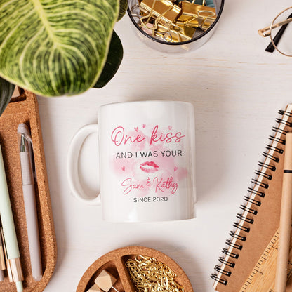 One Kiss And I Was Yours - Personalized Anniversary, Valentine's Day, Birthday or Christmas gift For Him or Her - Custom Mug - MyMindfulGifts