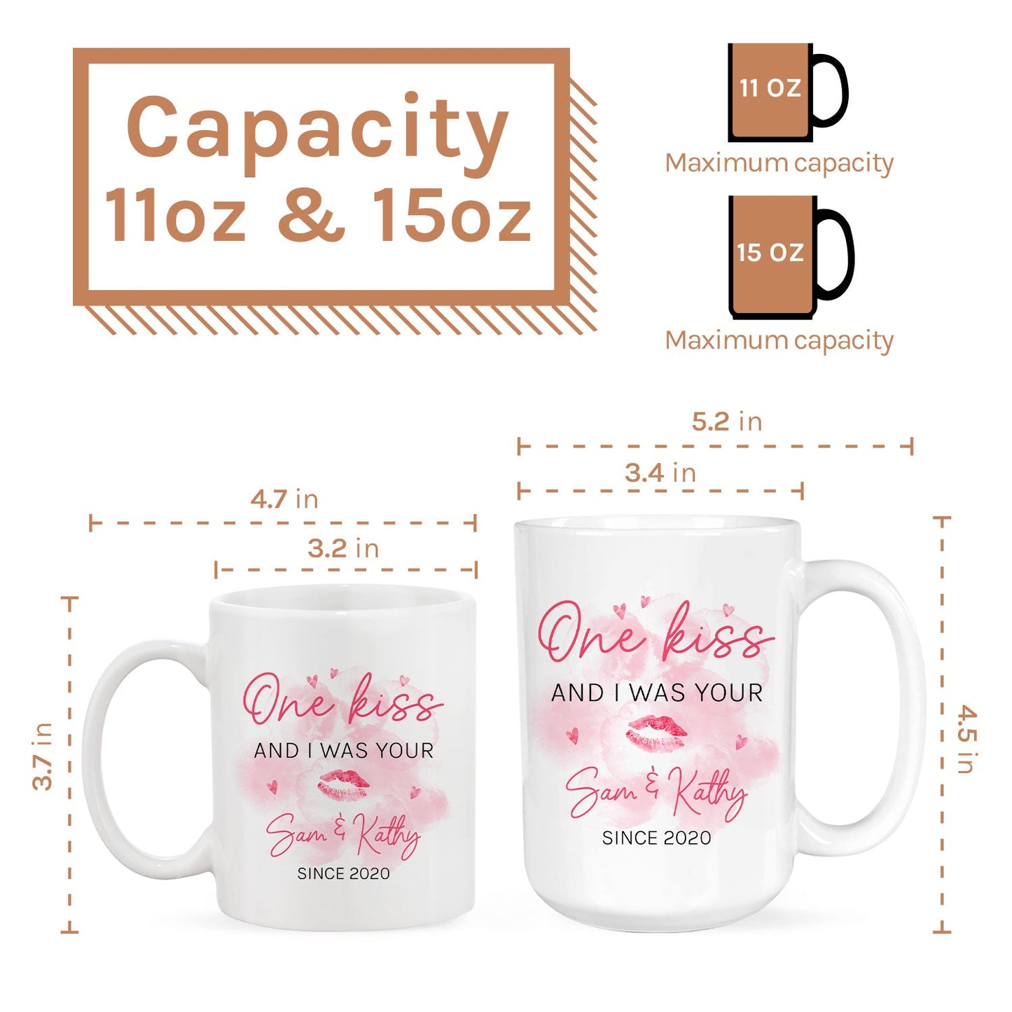 One Kiss And I Was Yours - Personalized Anniversary, Valentine's Day, Birthday or Christmas gift For Him or Her - Custom Mug - MyMindfulGifts