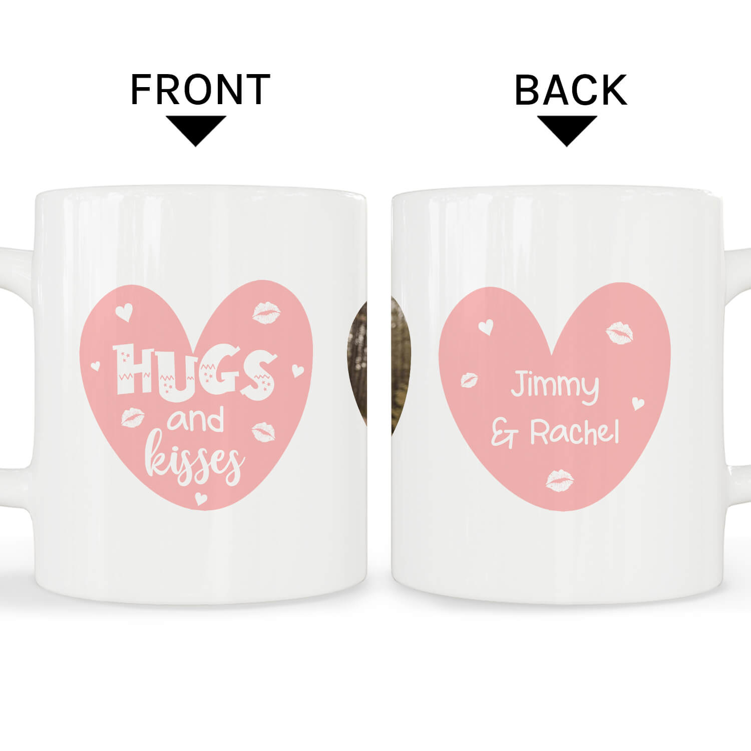 Hugs And Kisses - Personalized Anniversary, Valentine's Day, Birthday or Christmas gift For Him or Her - Custom Mug - MyMindfulGifts