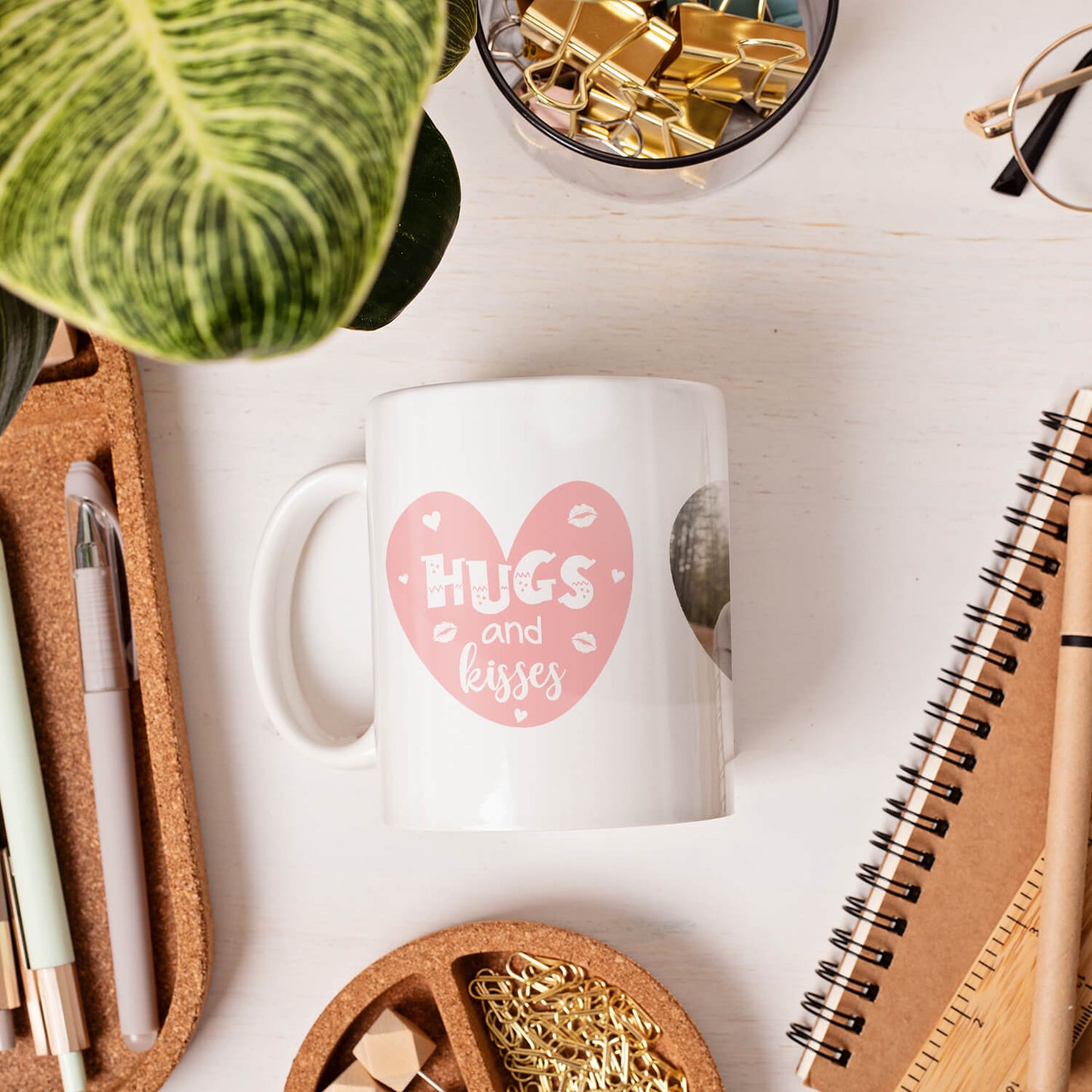 Hugs And Kisses - Personalized Anniversary, Valentine's Day, Birthday or Christmas gift For Him or Her - Custom Mug - MyMindfulGifts