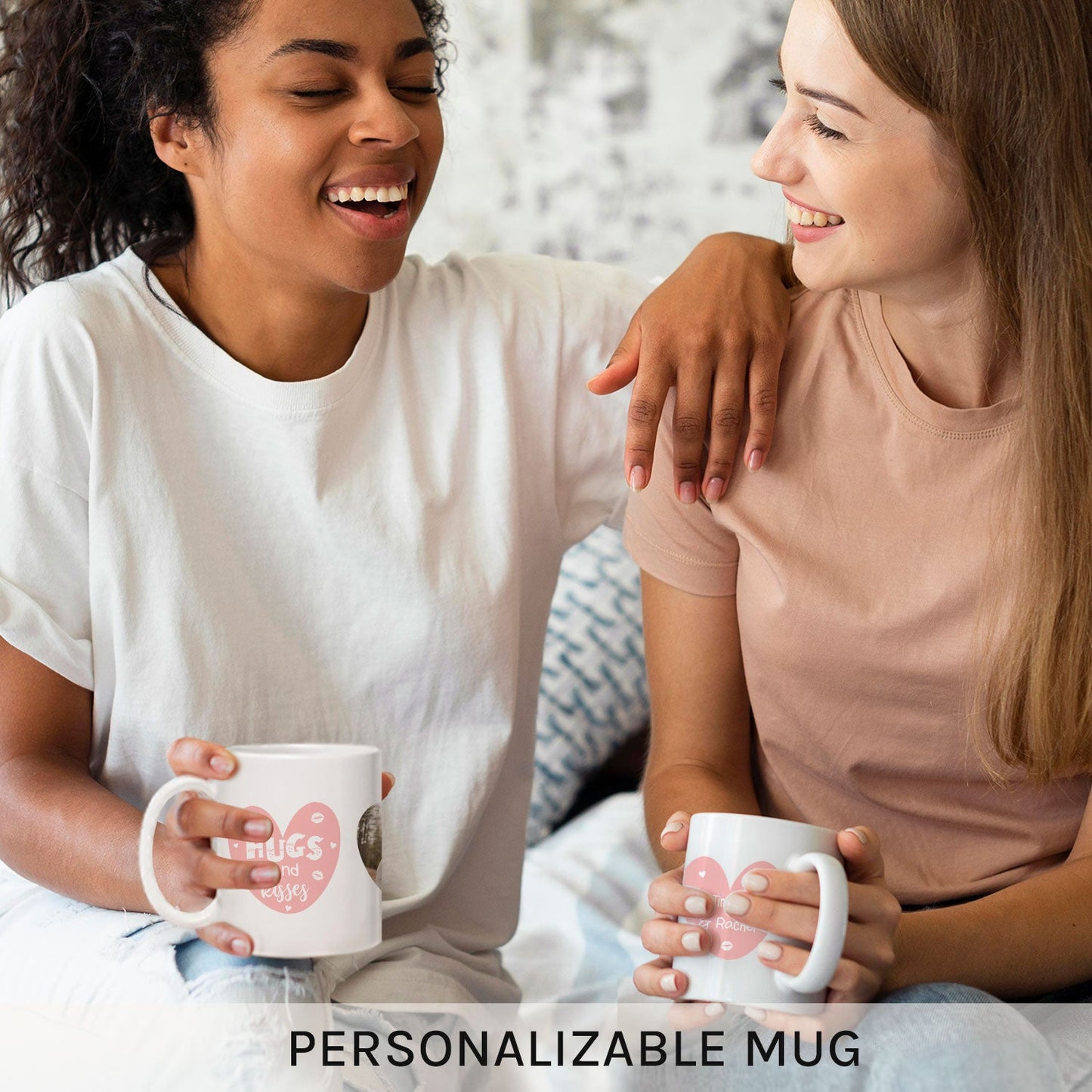 Hugs And Kisses - Personalized Anniversary, Valentine's Day, Birthday or Christmas gift For Him or Her - Custom Mug - MyMindfulGifts