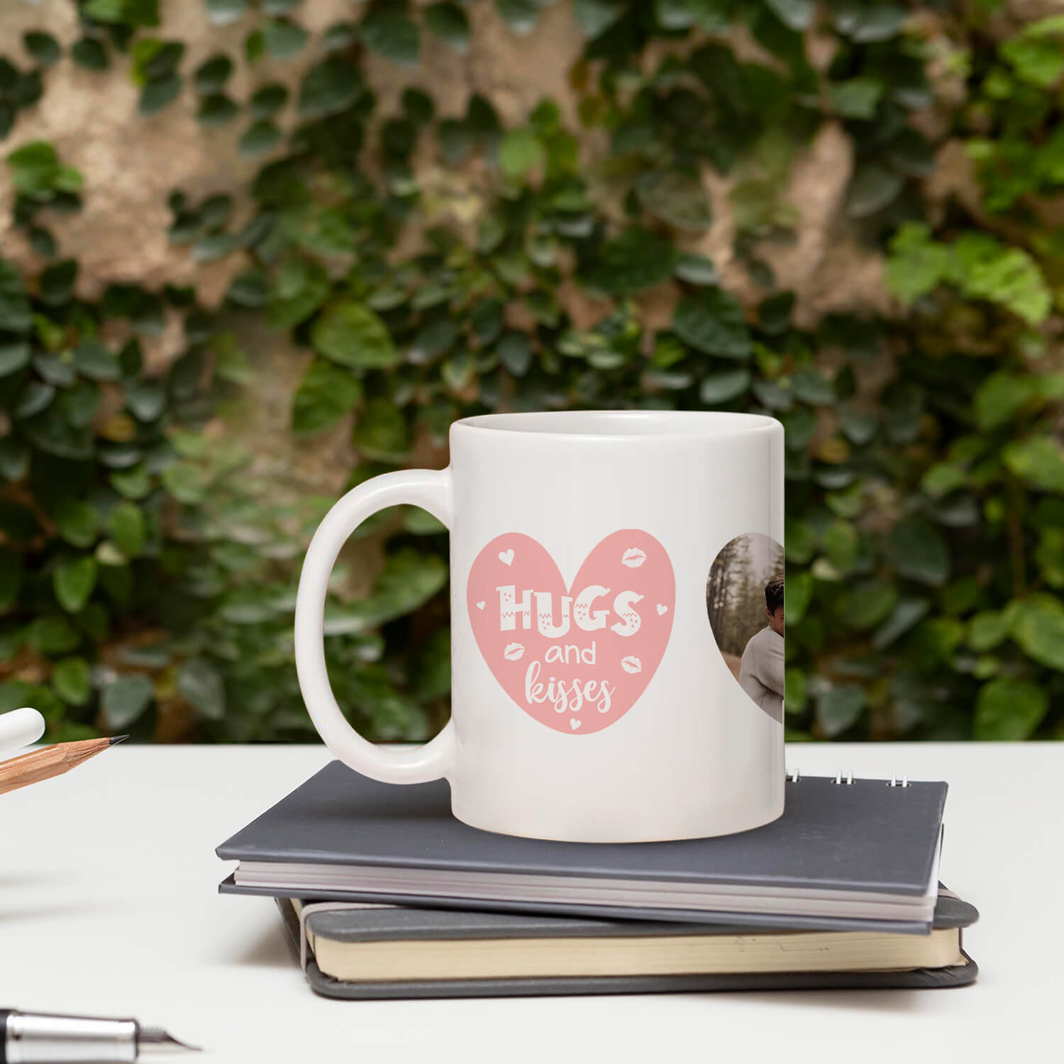 Hugs And Kisses - Personalized Anniversary, Valentine's Day, Birthday or Christmas gift For Him or Her - Custom Mug - MyMindfulGifts