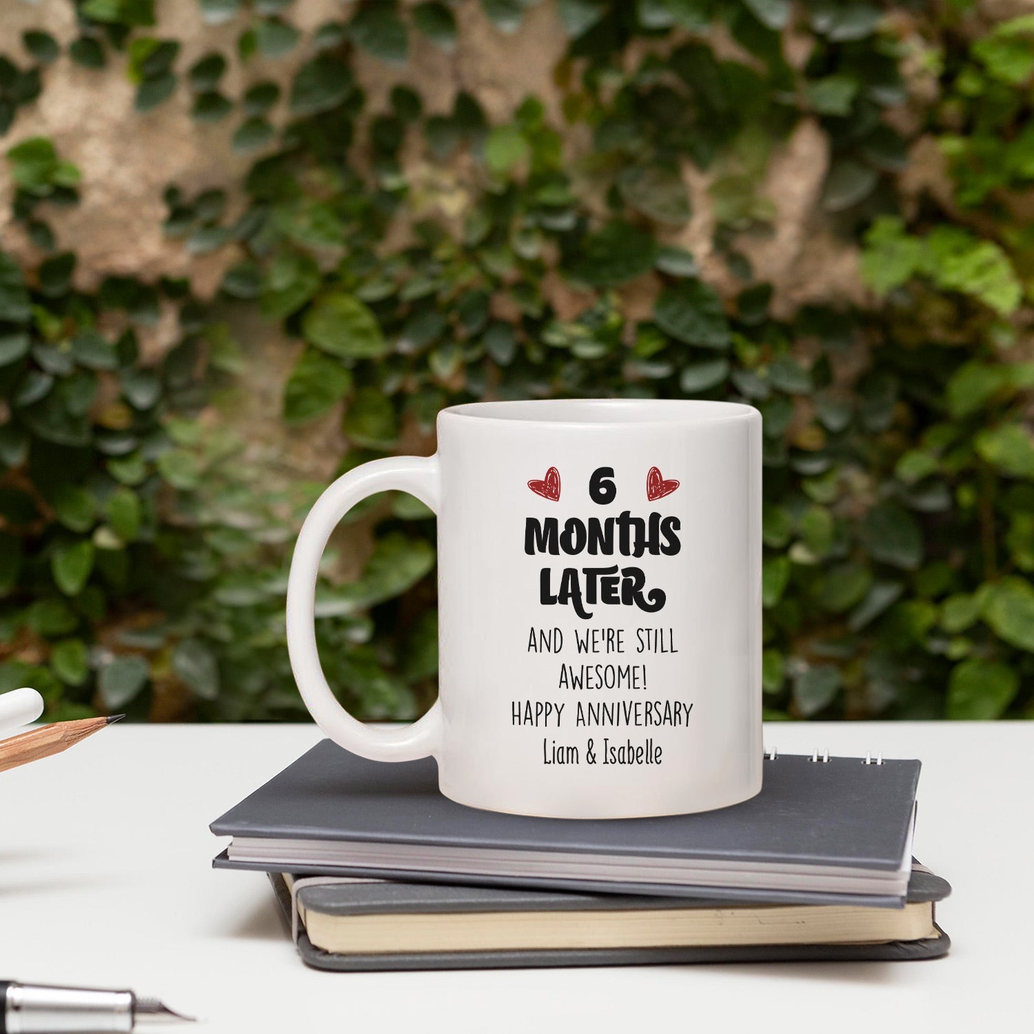 6 Months Later And We're Still Awesome - Personalized 6 Month Anniversary gift For Him or Her - Custom Mug - MyMindfulGifts