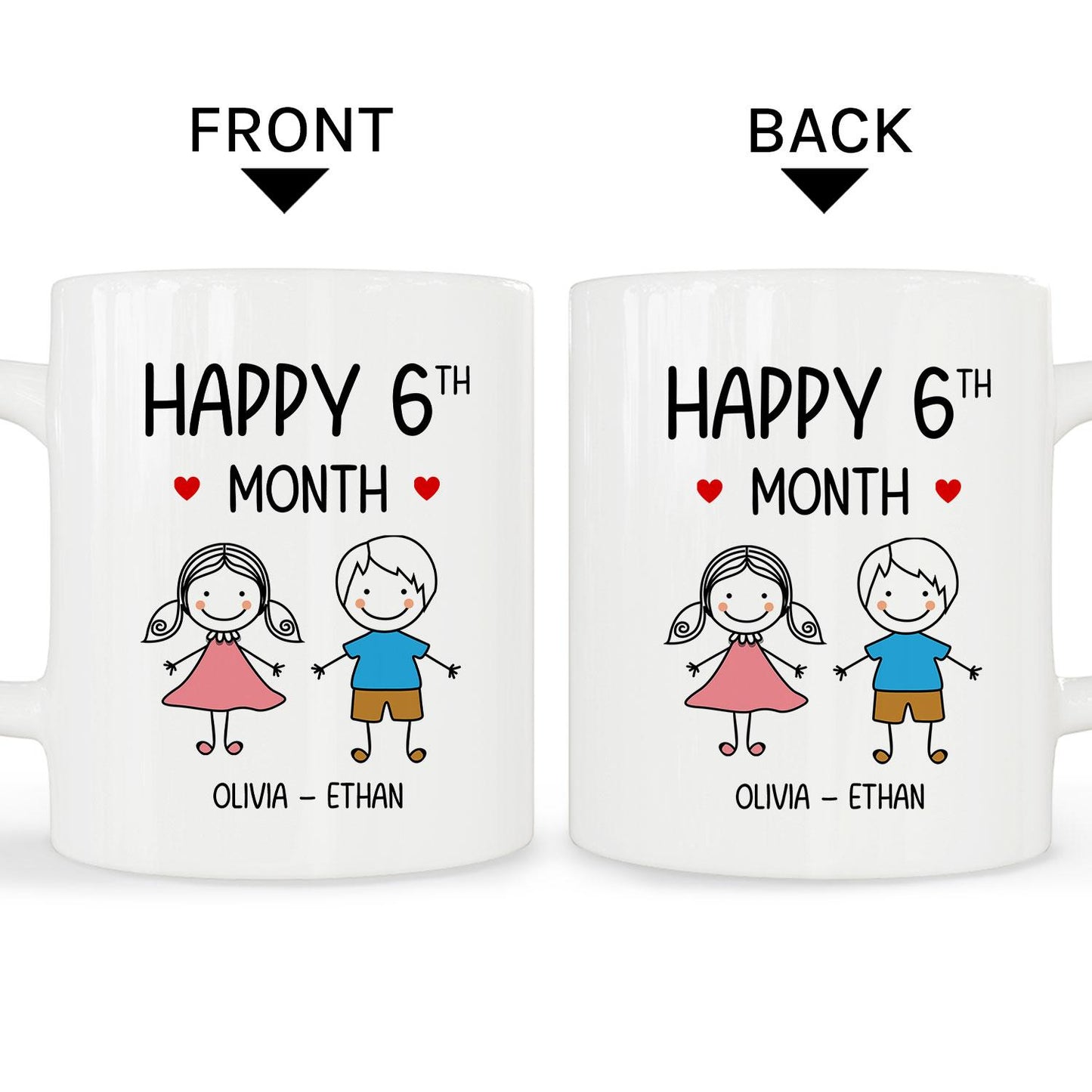 Happy 6th Month - Personalized 6 Month Anniversary gift For Him or Her - Custom Mug - MyMindfulGifts