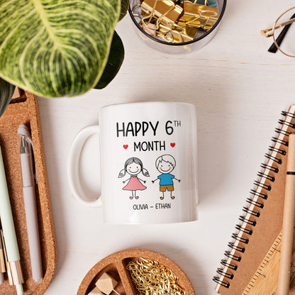 Happy 6th Month - Personalized 6 Month Anniversary gift For Him or Her - Custom Mug - MyMindfulGifts