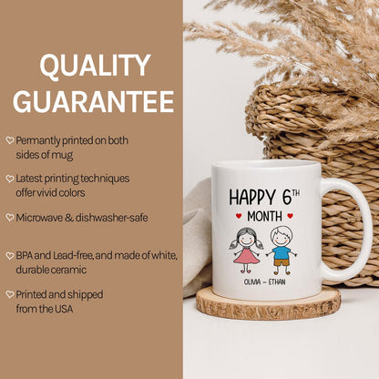 Happy 6th Month - Personalized 6 Month Anniversary gift For Him or Her - Custom Mug - MyMindfulGifts