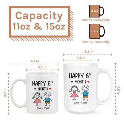 Happy 6th Month - Personalized 6 Month Anniversary gift For Him or Her - Custom Mug - MyMindfulGifts