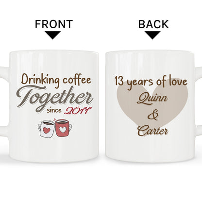 13 Years Of Love - Personalized 13 Year Anniversary gift For Him or Her - Custom Mug - MyMindfulGifts