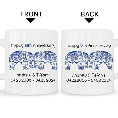 Happy 18th Anniversary - Personalized 18 Year Anniversary gift For Husband or Wife - Custom Mug - MyMindfulGifts