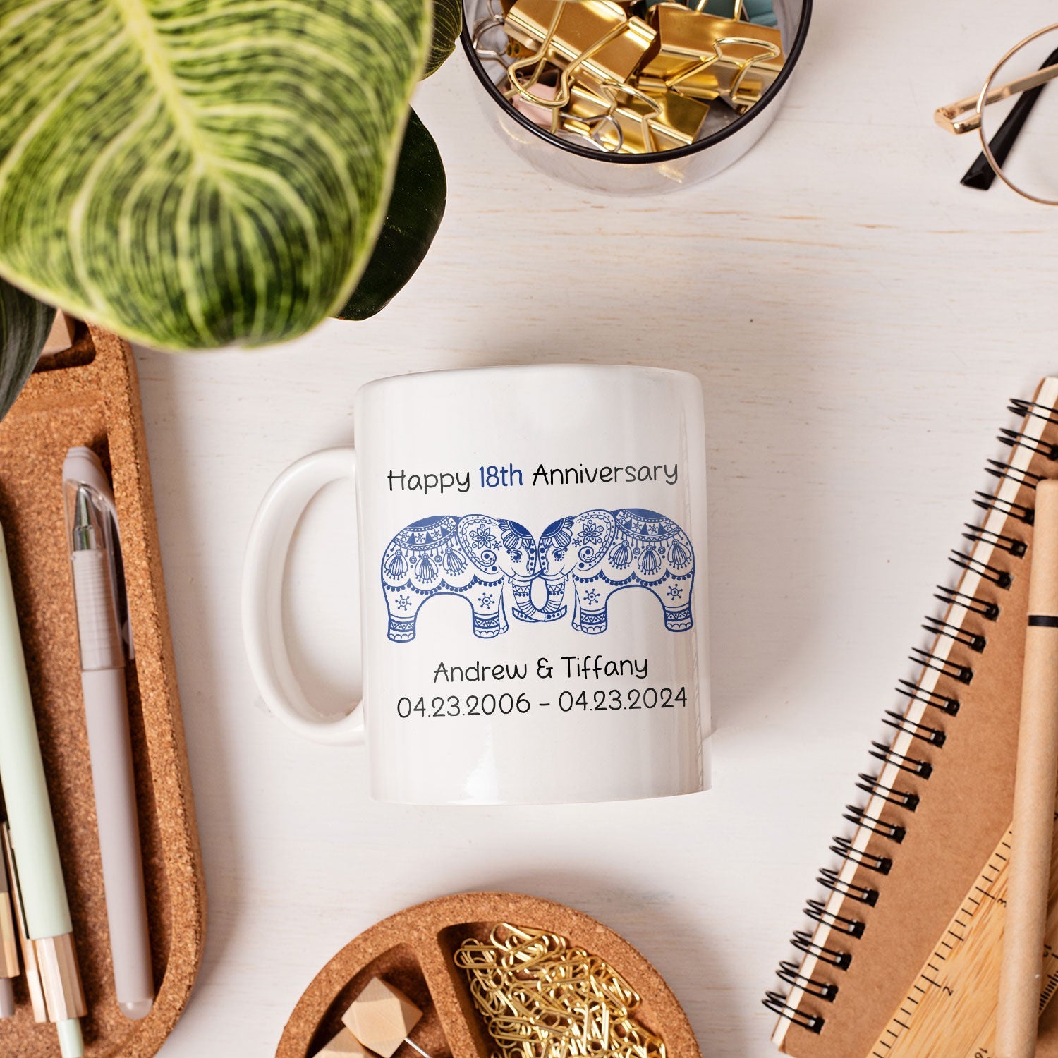 Happy 18th Anniversary - Personalized 18 Year Anniversary gift For Husband or Wife - Custom Mug - MyMindfulGifts