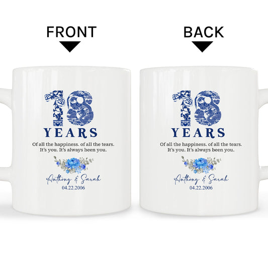 18 Years - Personalized 18 Year Anniversary gift For Husband or Wife - Custom Mug - MyMindfulGifts