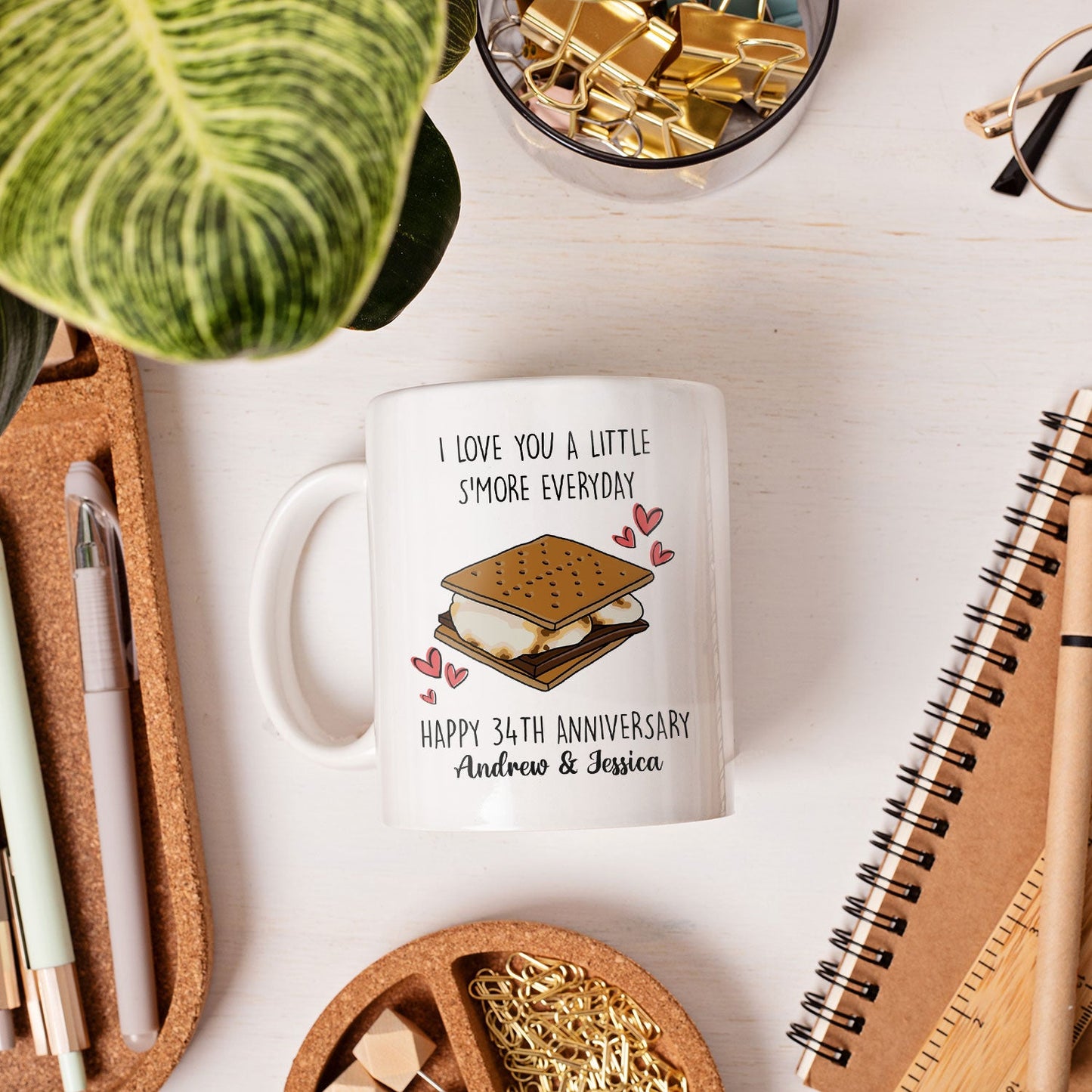 I Love You A Little S'more Everyday - Personalized 34 Year Anniversary gift For Parents, Husband or Wife - Custom Mug - MyMindfulGifts