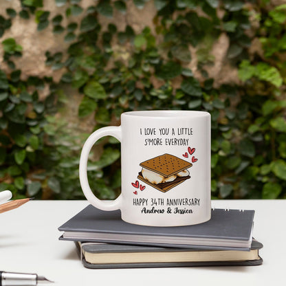 I Love You A Little S'more Everyday - Personalized 34 Year Anniversary gift For Parents, Husband or Wife - Custom Mug - MyMindfulGifts