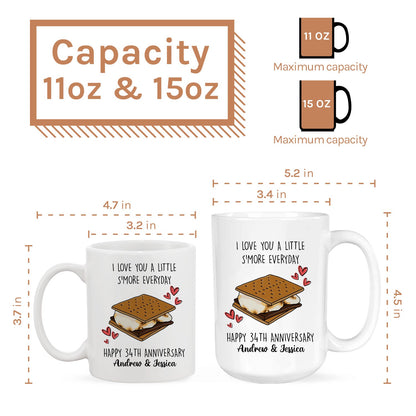 I Love You A Little S'more Everyday - Personalized 34 Year Anniversary gift For Parents, Husband or Wife - Custom Mug - MyMindfulGifts