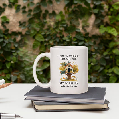 Home Is Wherever I'm With You - Personalized 41 Year Anniversary gift For Parents, Husband or Wife - Custom Mug - MyMindfulGifts