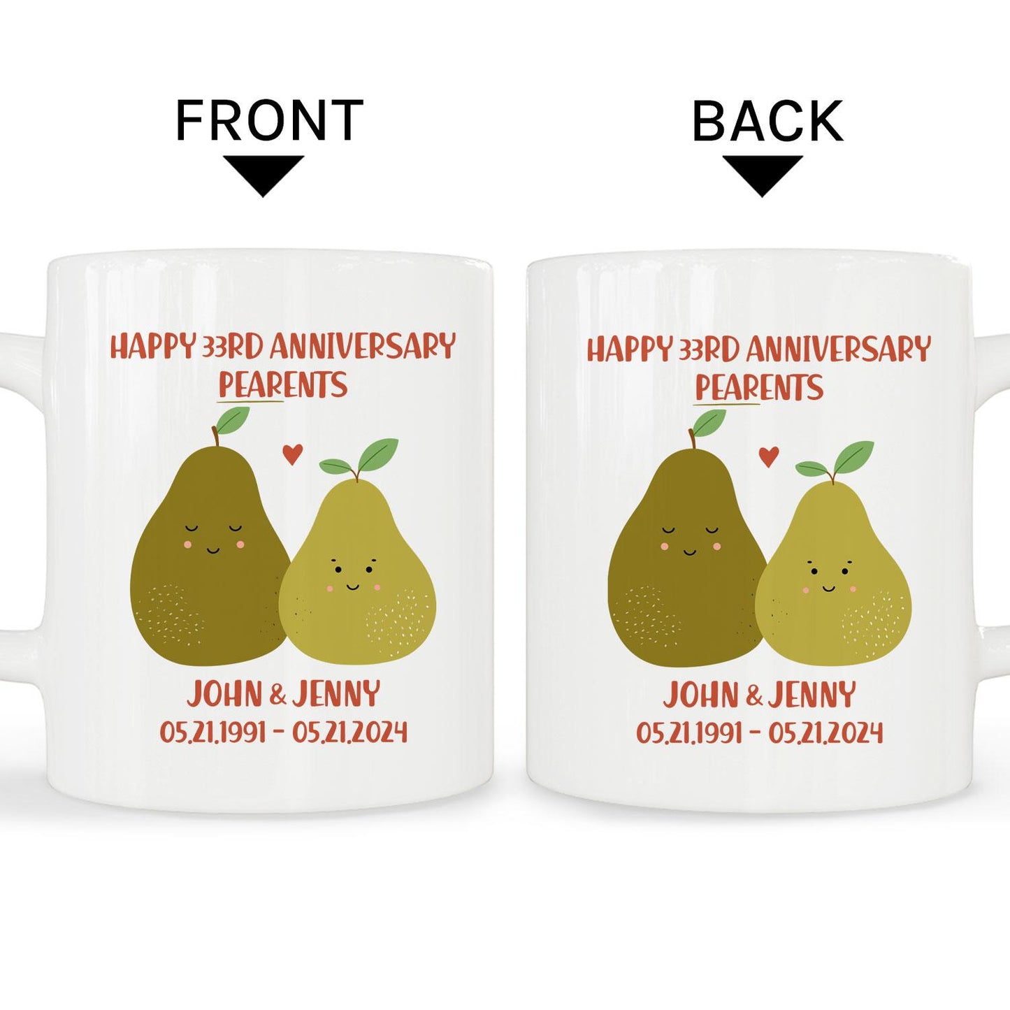 Happy Anniversary Pearents - Personalized 33 Year Anniversary gift For Parents - Custom Mug - MyMindfulGifts