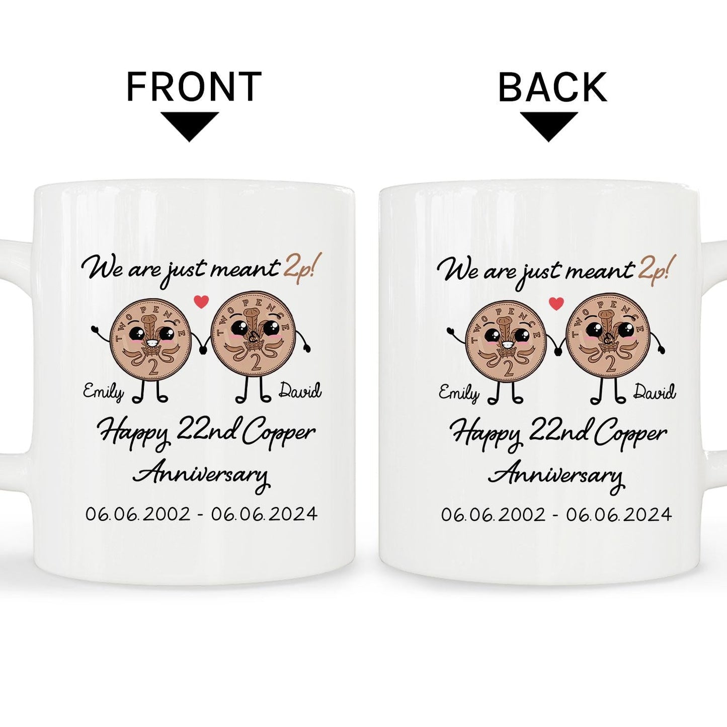 We Are Just Meant 2p - Personalized 22 Year Anniversary gift For Husband or Wife - Custom Mug - MyMindfulGifts