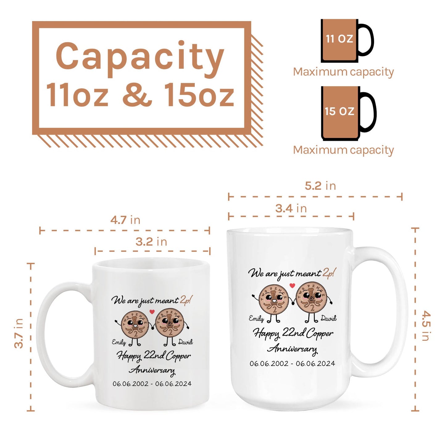 We Are Just Meant 2p - Personalized 22 Year Anniversary gift For Husband or Wife - Custom Mug - MyMindfulGifts