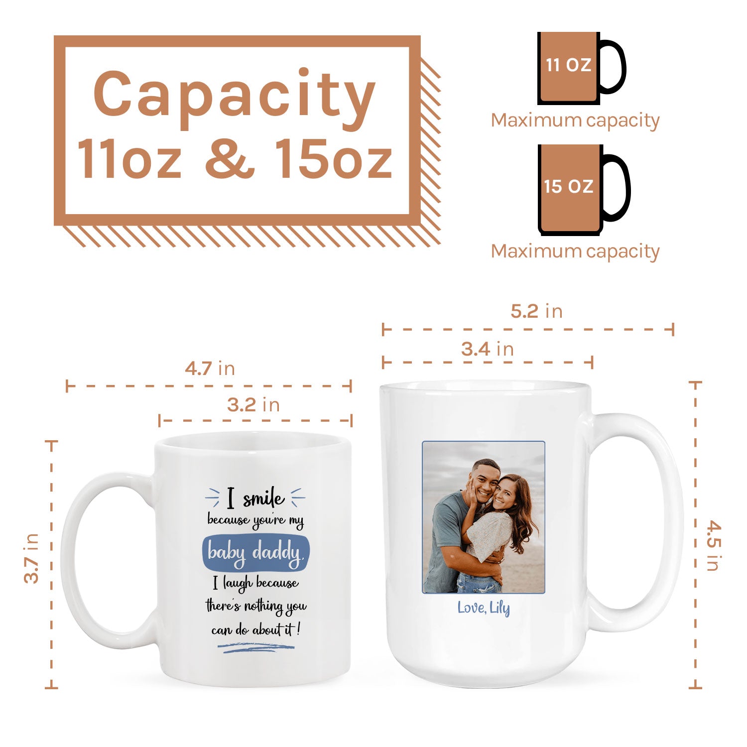 I Smile Because You're My Baby Daddy - Personalized  gift For Husband or Boyfriend - Custom Mug - MyMindfulGifts