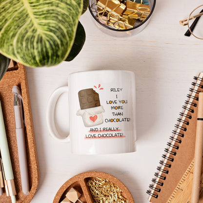 I Love Your More Than Chocolate - Personalized  gift For Him or Her - Custom Mug - MyMindfulGifts