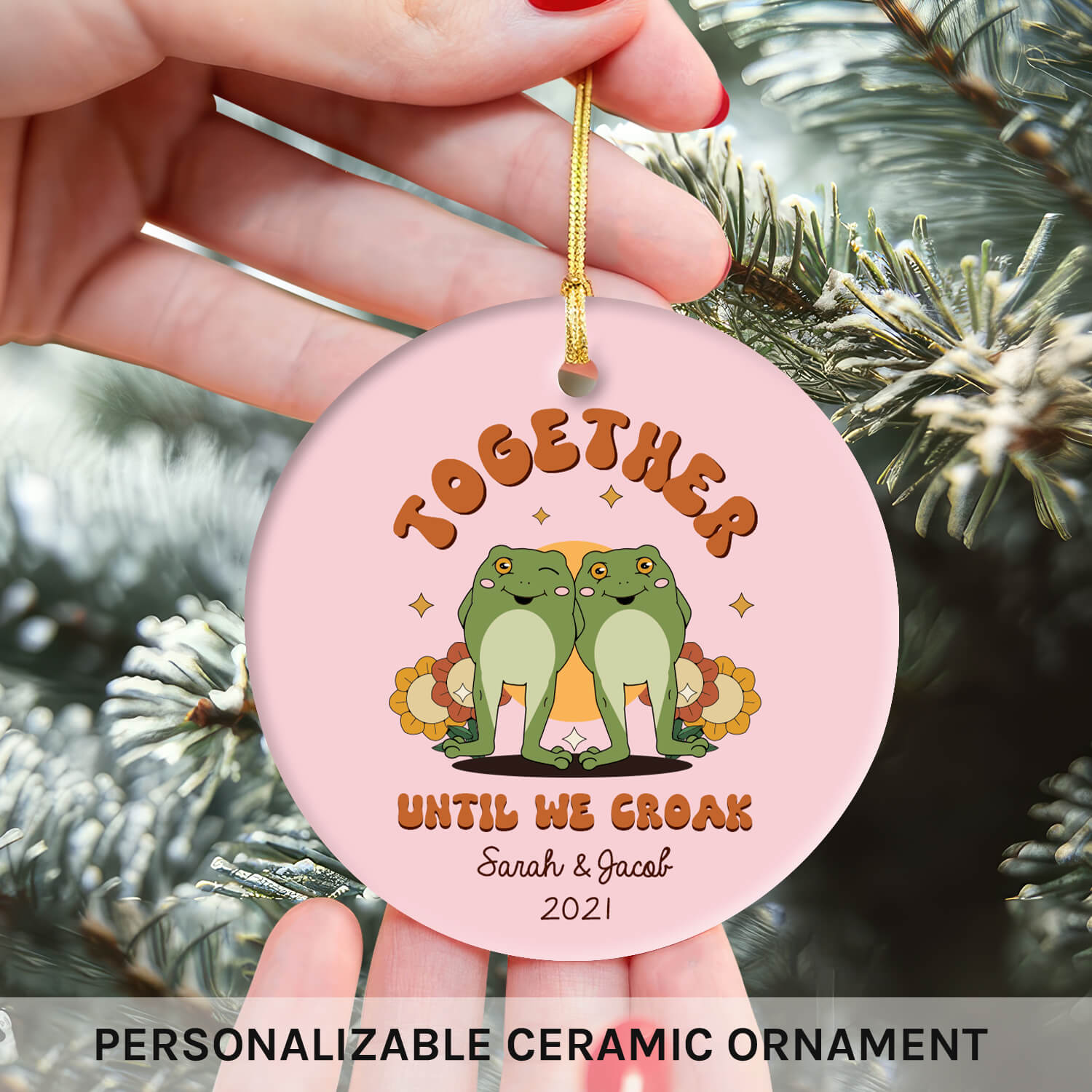 Together Until We Croak - Personalized Anniversary, Valentine's Day, Birthday or Christmas gift For Him or Her - Custom Circle Ceramic Ornament - MyMindfulGifts