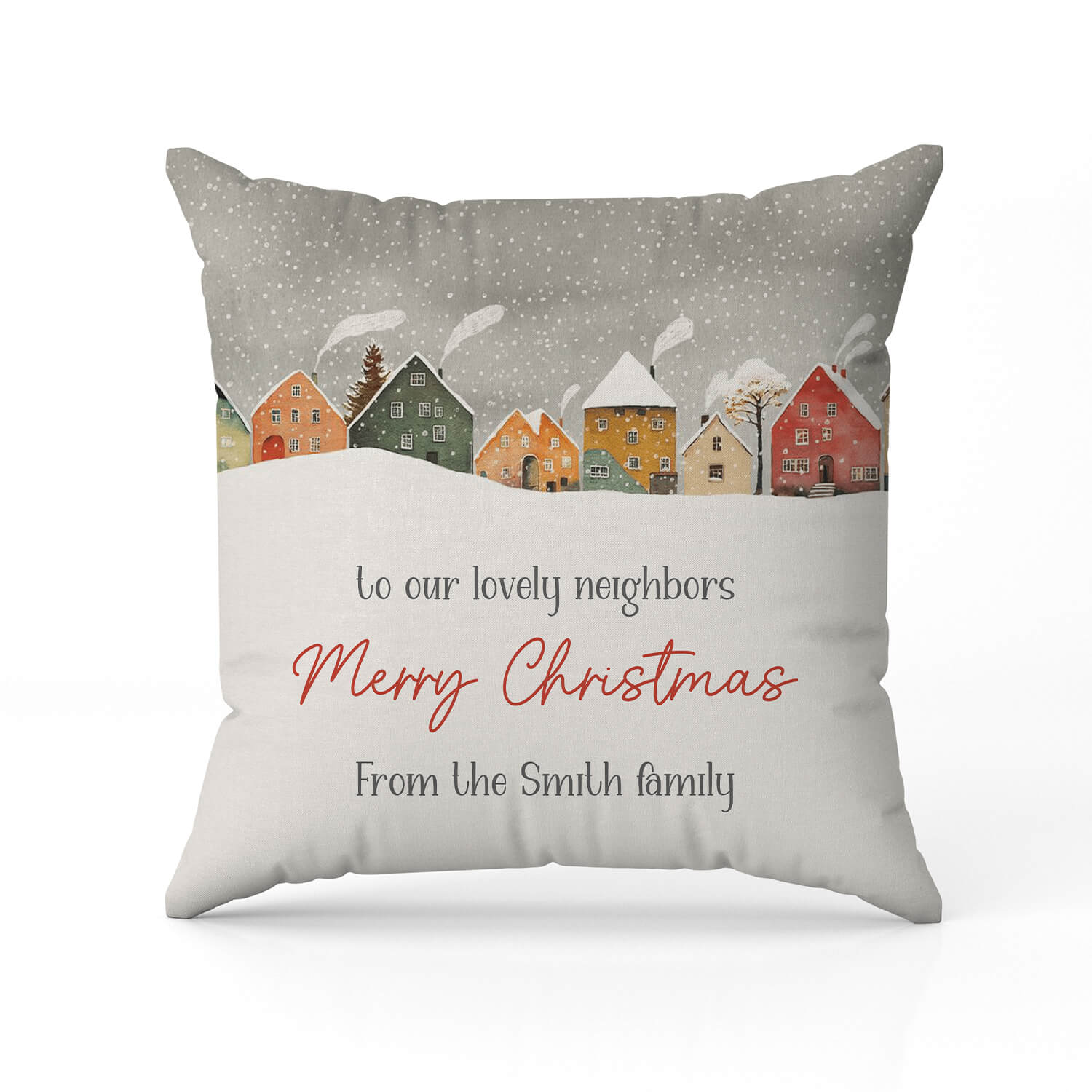 To Our Lovely Neighbors - Personalized Christmas gift For Neighbor - Custom Pillow - MyMindfulGifts