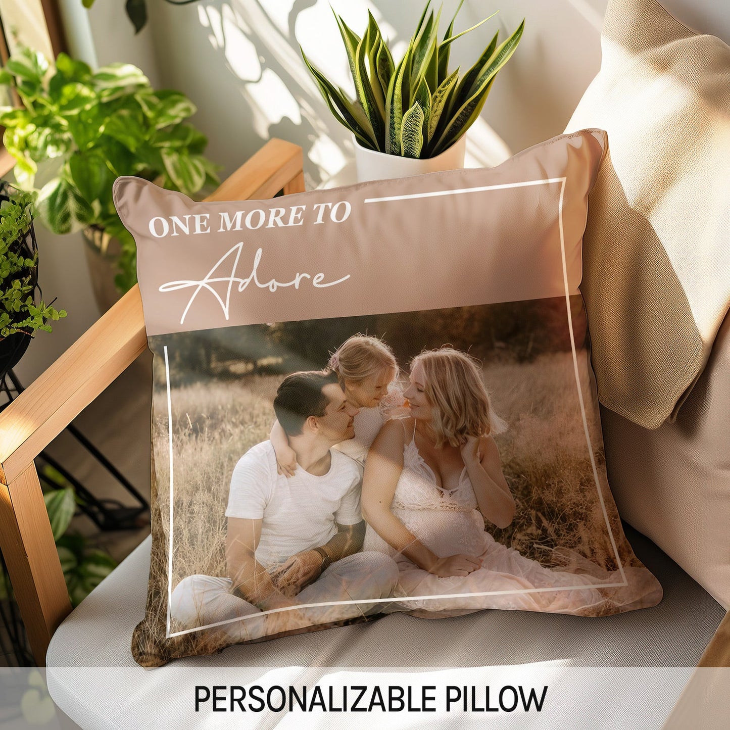 One More To Adore - Personalized Pregnancy Annoucnement gift For Family - Custom Pillow - MyMindfulGifts