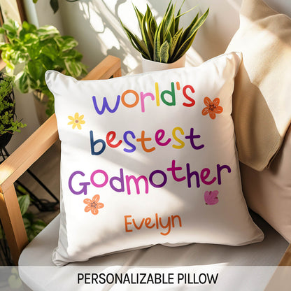World's Bestest Godmother - Personalized  gift For Godmother - Custom Pillow - MyMindfulGifts