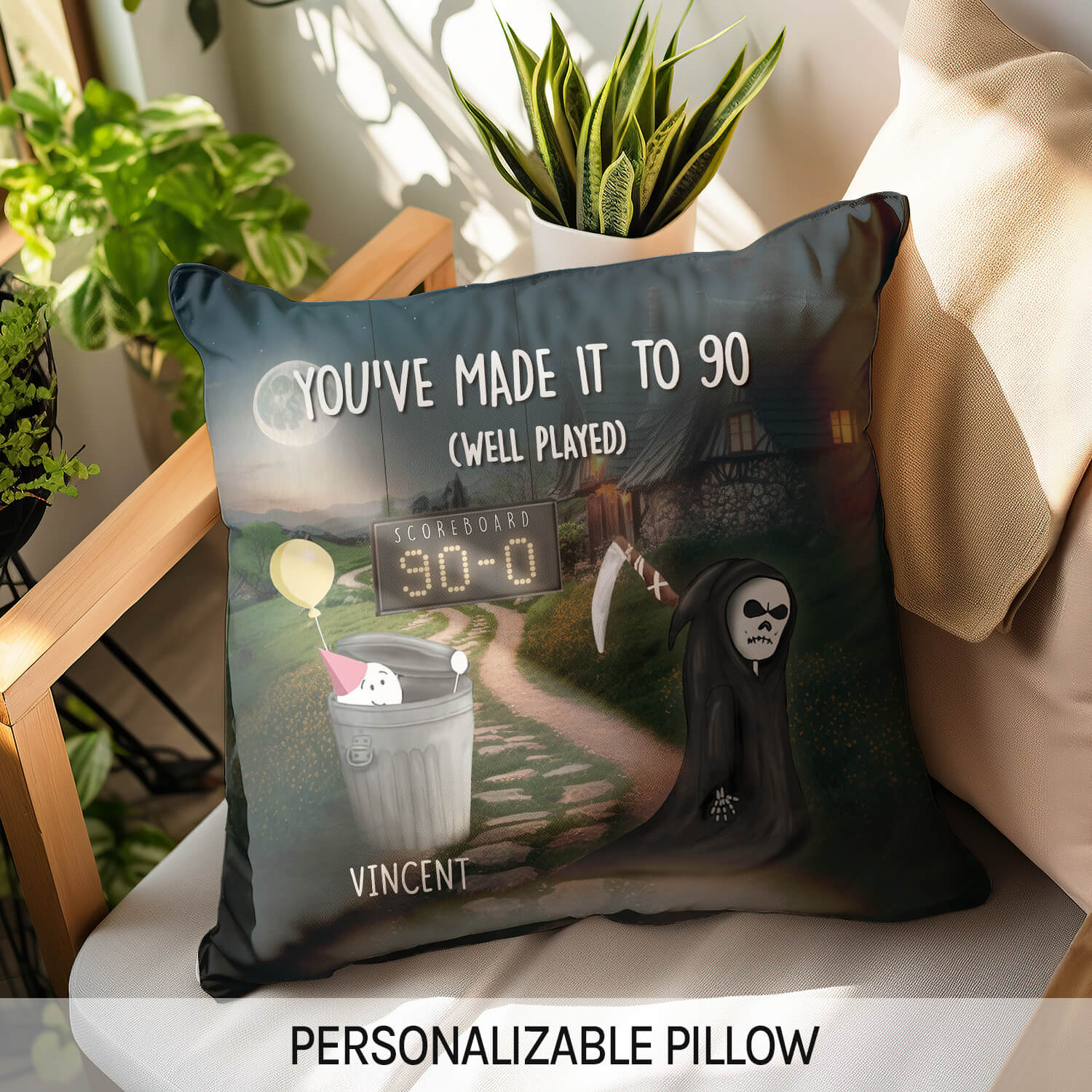 You've Made It To 90 - Personalized 90th Birthday gift For 90 Year Old - Custom Pillow - MyMindfulGifts