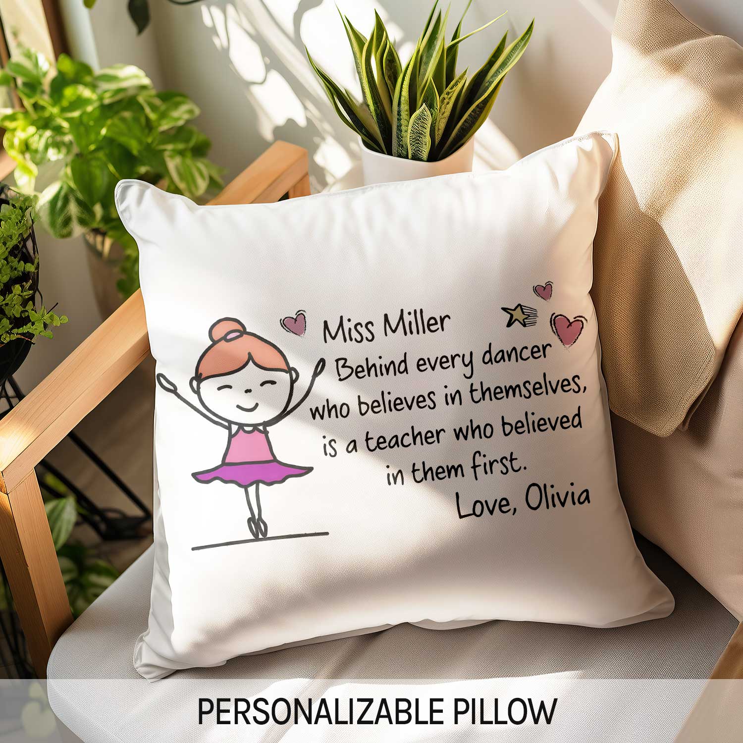 Behind Every Dancer Who Believes In Themselves - Personalized  gift For Dance Teacher - Custom Pillow - MyMindfulGifts