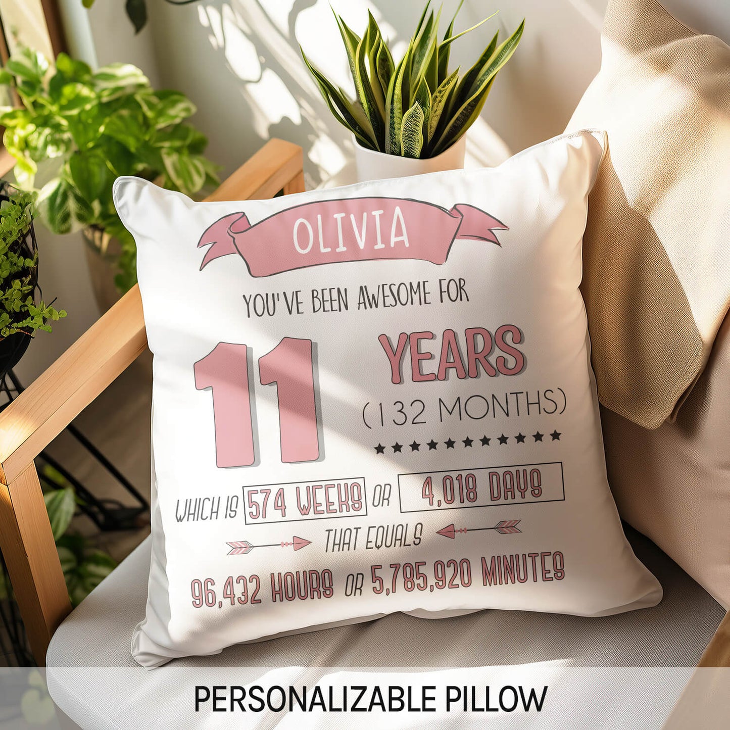 You've Been Awesome For 11 Years - Personalized 11th Birthday gift For 11 Year Old - Custom Pillow - MyMindfulGifts