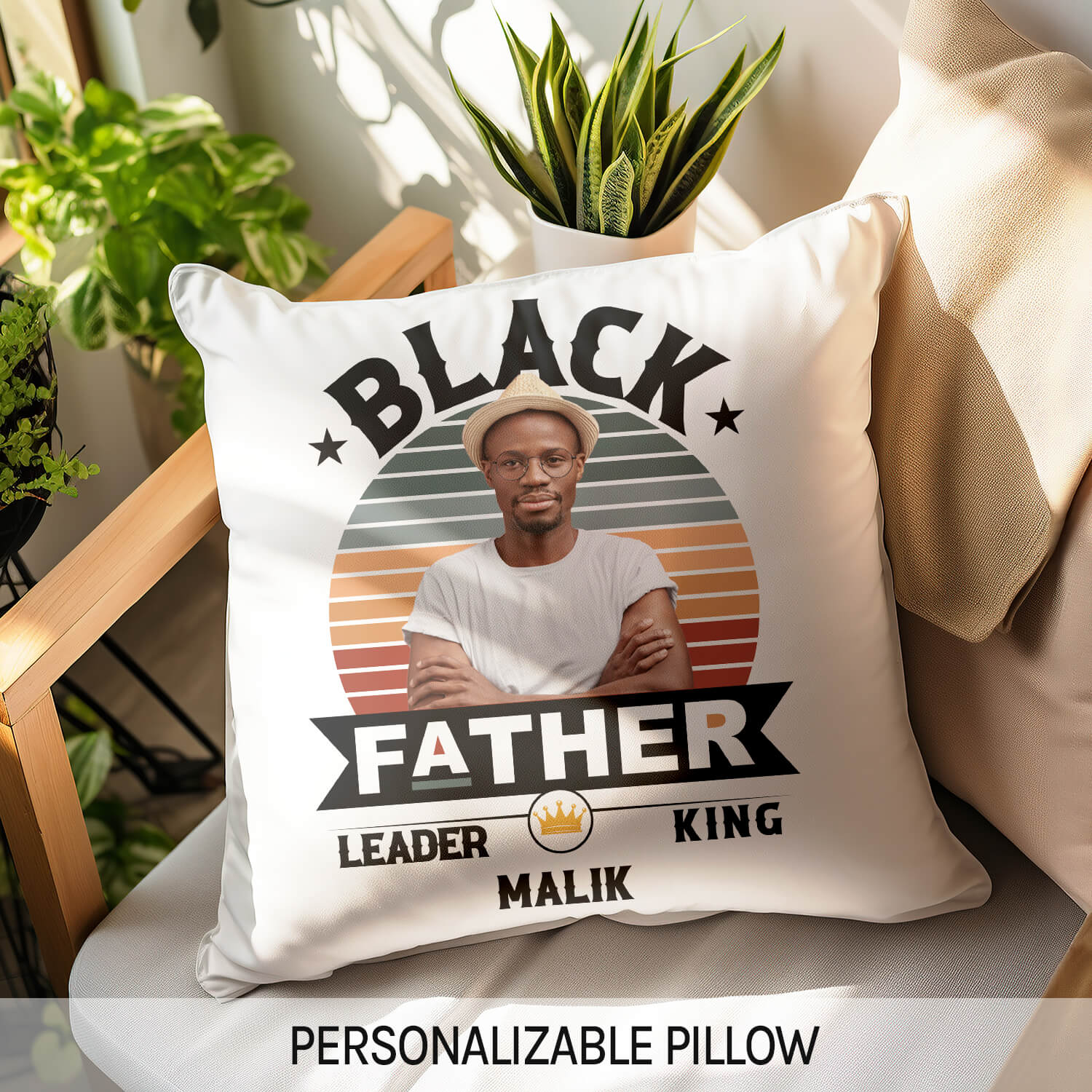 Black Father - Personalized  gift For Black Dad - Custom Pillow - MyMindfulGifts