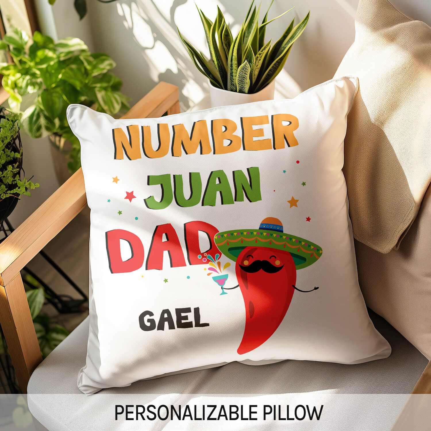 Number Juan Dad - Personalized  gift For Mexican Dad - Custom Pillow - MyMindfulGifts