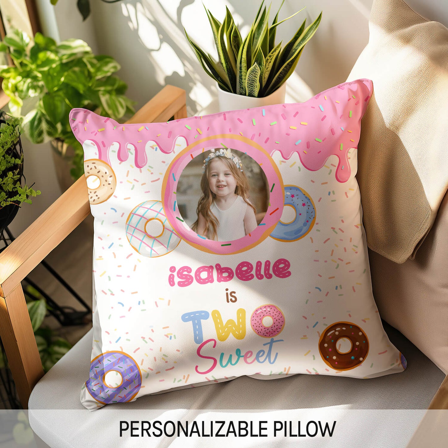 Two Sweet - Personalized 2nd Birthday gift For 2 Year Old Girl - Custom Pillow - MyMindfulGifts