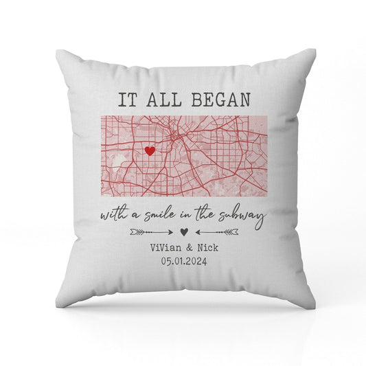 It All Began - Personalized Anniversary, Valentine's Day, Birthday or Christmas gift For Him or Her - Custom Pillow - MyMindfulGifts