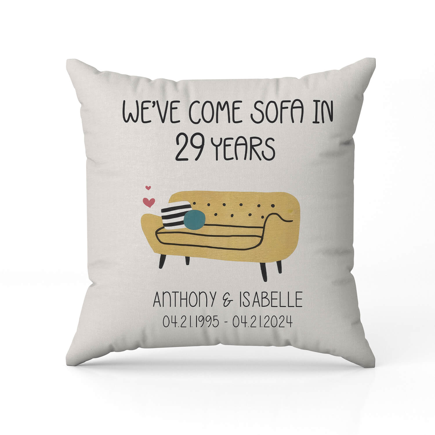 We've Come Sofa In 29 Years - Personalized 29 Year Anniversary gift For Husband or Wife - Custom Pillow - MyMindfulGifts