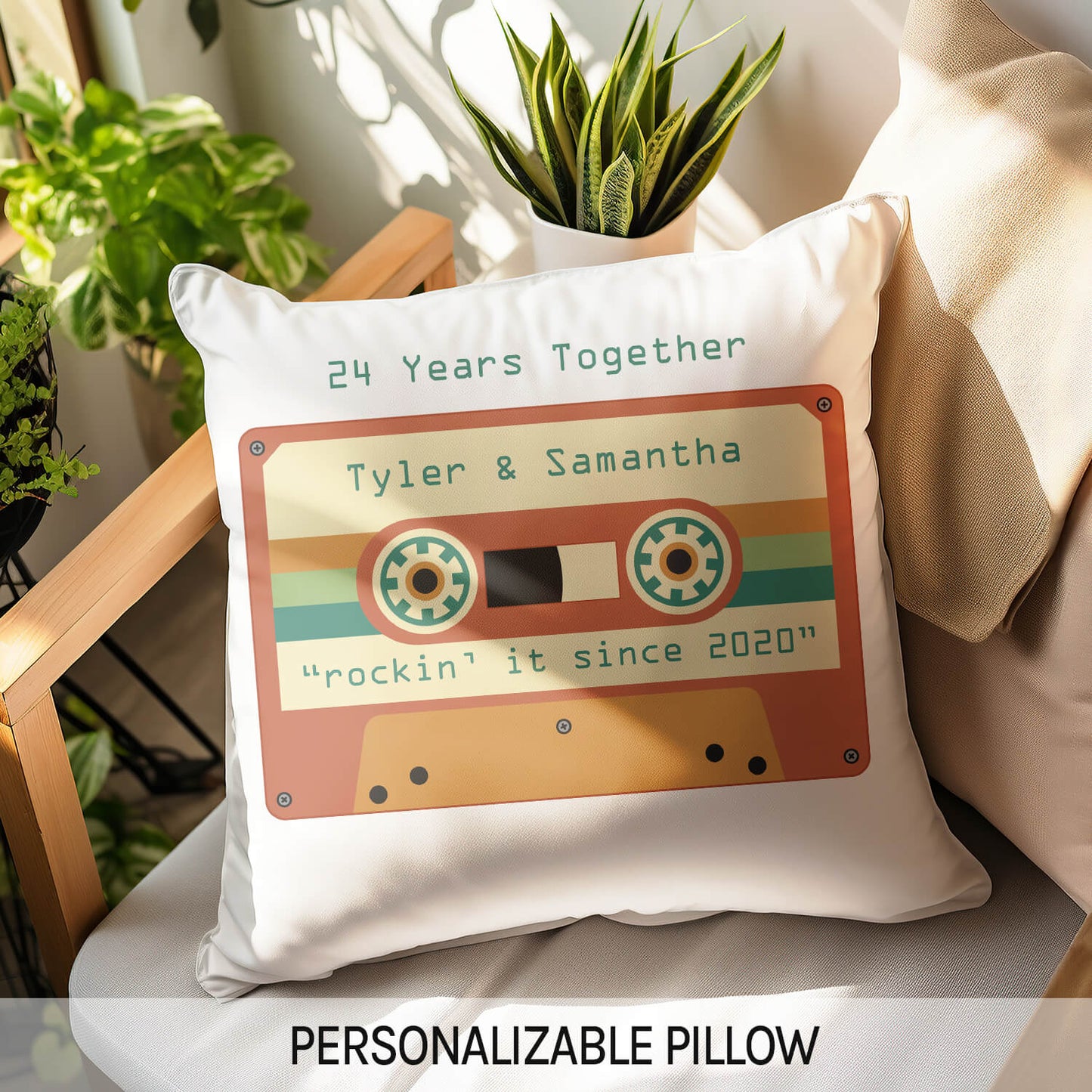 24 Years Together - Personalized 24 Year Anniversary gift For Parents, Husband or Wife - Custom Pillow - MyMindfulGifts