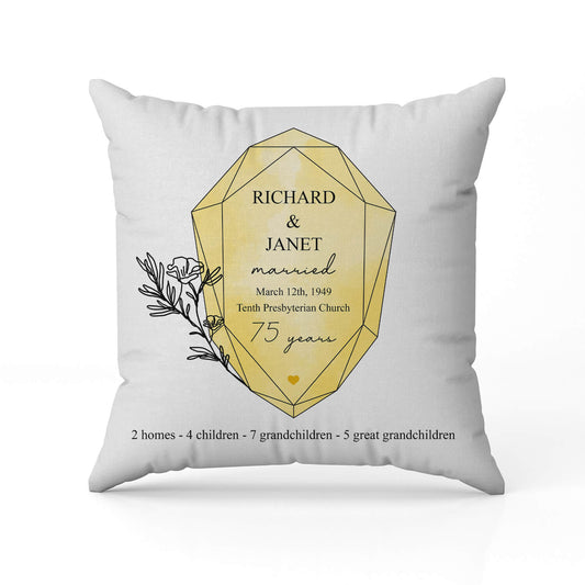 75 Years - Personalized 75 Year Anniversary gift For Parents or Grandparents - Custom Pillow - MyMindfulGifts